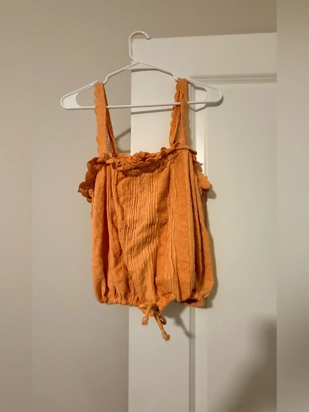 Free People Orange Ruffled Tie-Hem Cami